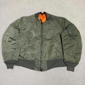 Alpha Industries MA-1 Bomber Jacket Green Reversible Orange Men’s Medium M